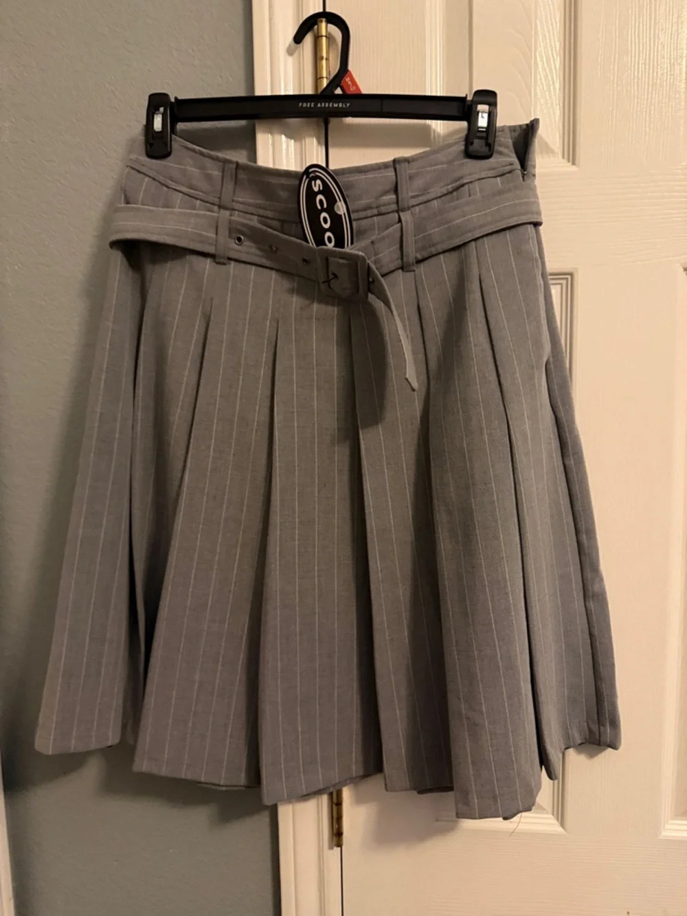 Pleated Midi Skirt with Belt — Gray - Picture 1 of 3